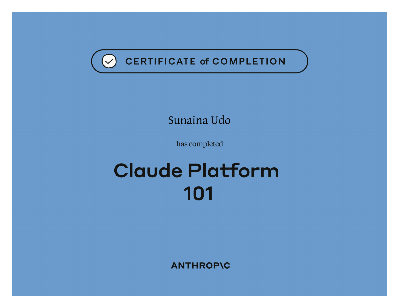 Claude Platform 101 credential