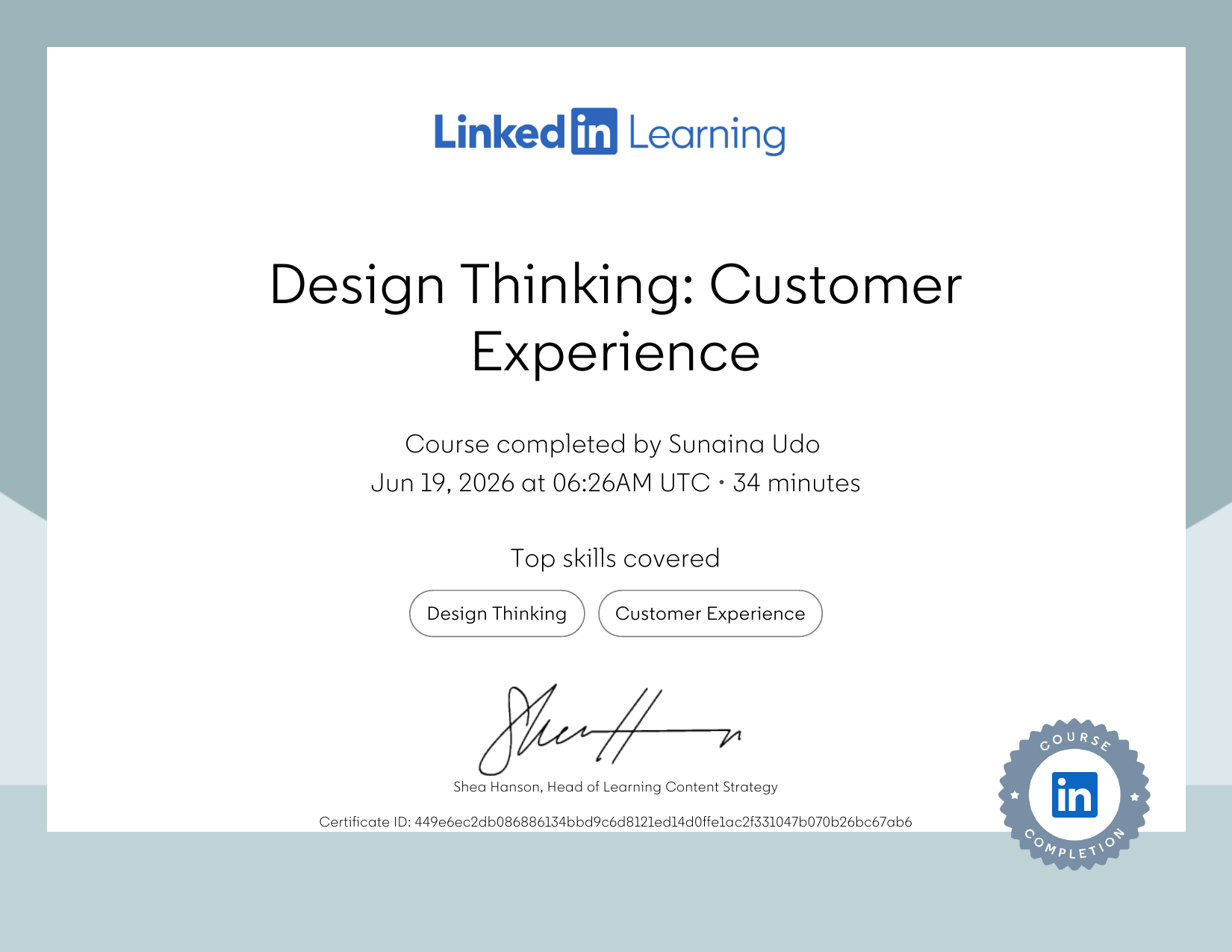 Design Thinking: Customer Experience credential
