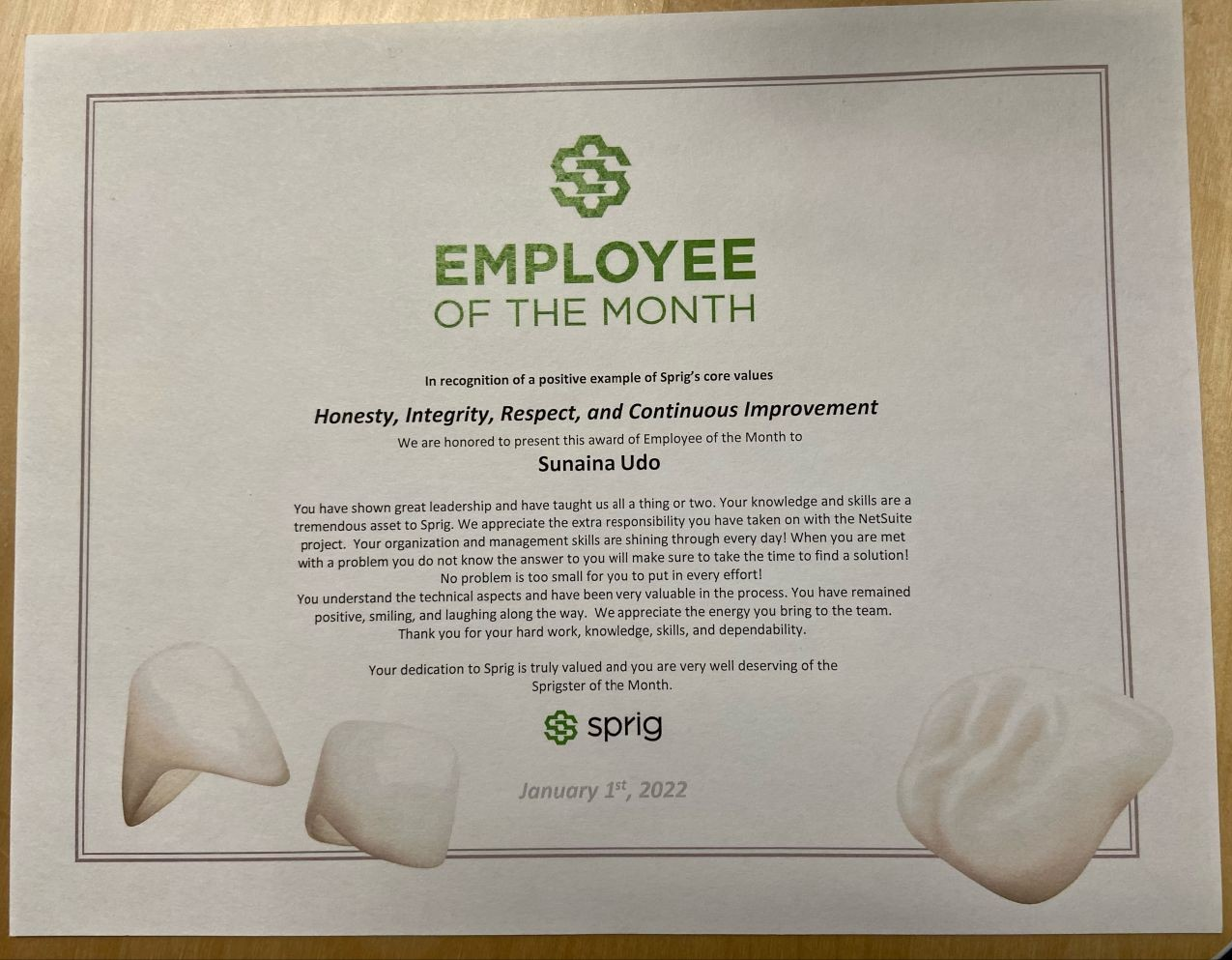 Employee of the Month credential